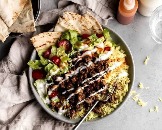 Mixed Halal Lamb & Chicken Over Rice.
