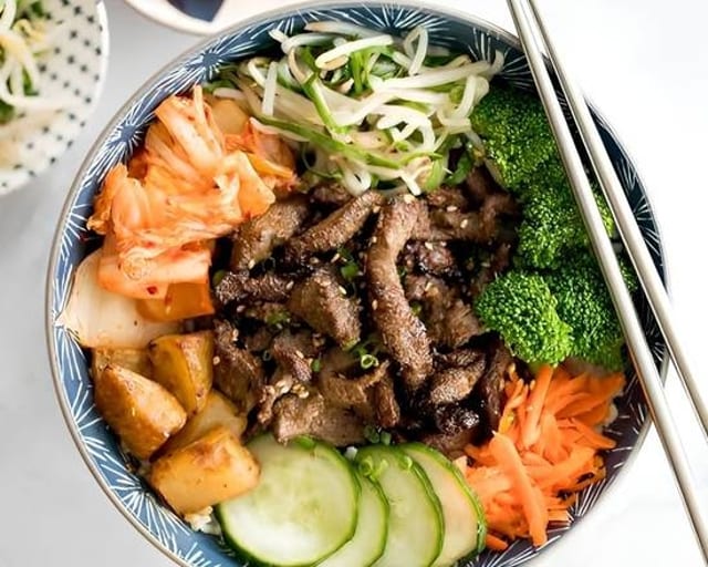 Steak Over Rice.
