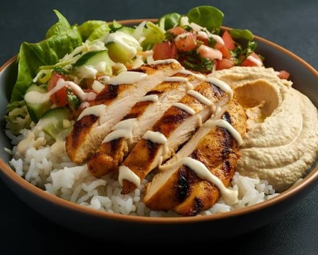 Chicken Kebab Rice Bowl.