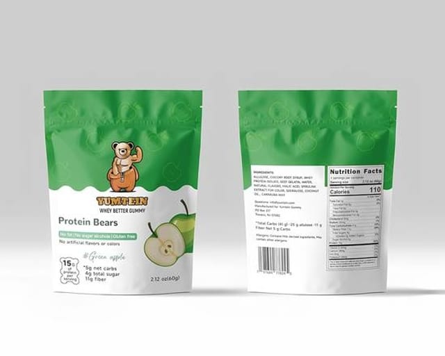 Yumtein Protein Bears Green Apple.