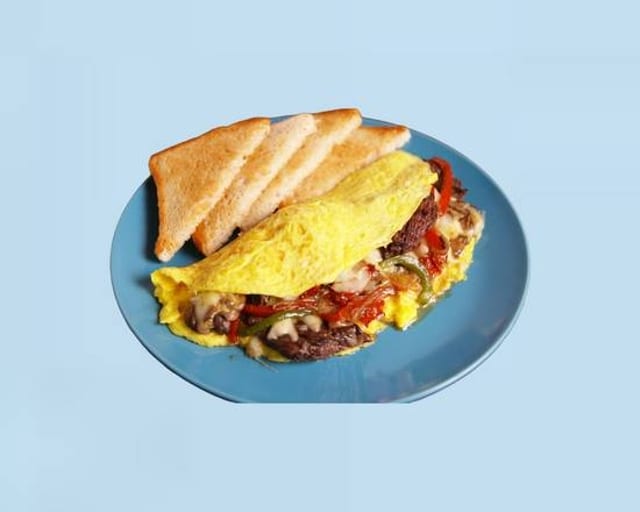 Steak and Cheese Omelet Platter.