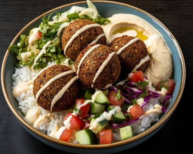 Falafel Over Rice.
