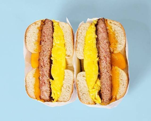 Sausage Egg & Cheese on a Bagel.